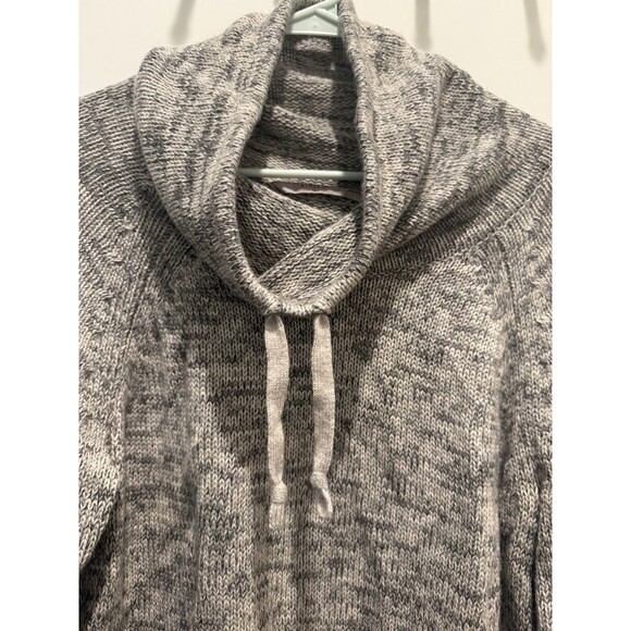 Athleta Traverse City Merino Wool Cowlneck Sweater Large Drawstring Gray Heather - Picture 3 of 6